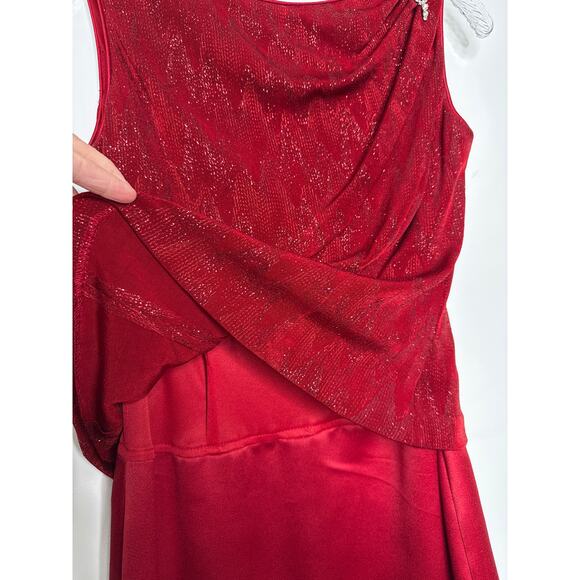 Vintage 80's-90's Patra Petite Red Sparkle Formal Evening Dress Made in USA 8 p - Picture 10 of 15
